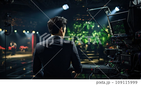 テレビのスタジオで働く撮影クルー テレビのスタジオで働く撮影クルー 109115999
