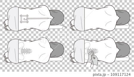 硬膜外麻酔・くも膜下麻酔・無痛分娩・帝王切開・麻酔・注射・麻酔科医・イラスト 109117124