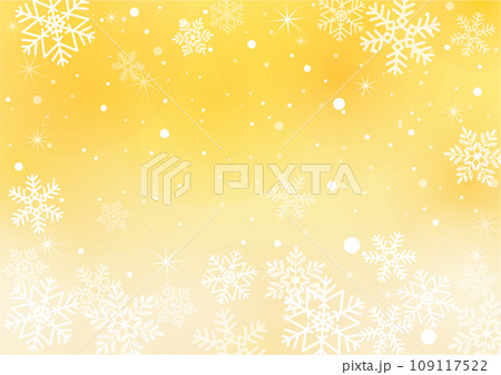 キラキラ雪の結晶　イメージ　イエロー 109117522