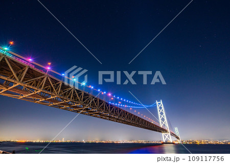 【兵庫県】明石海峡大橋 夜景 【兵庫県】明石海峡大橋 夜景 109117756