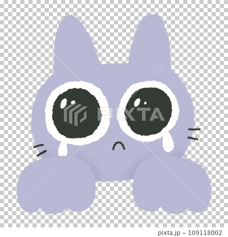 cat peeking out from behind a white blank banner decoration Cute Adorable Hand drawn little kitten 109118002