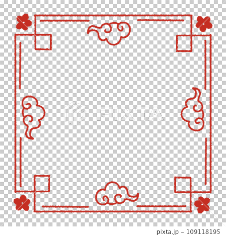 chinese new year vintage cloud and flower line frame border for decoration greeting card. 109118195