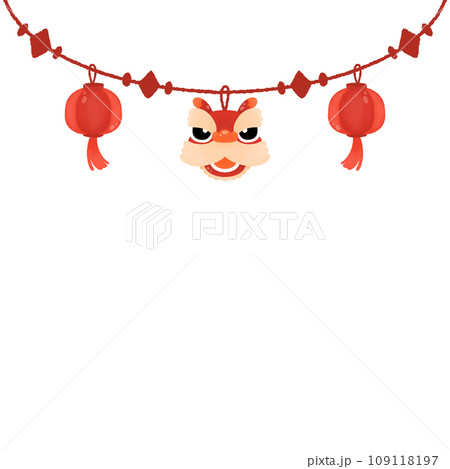 Year of Dragon head baby lion dance and lantern cute watercolor Hanging Element doodle Border frame for Chinese New Year,Happy New Year,Lunar New Year Festival Year of Dragon head baby lion dance and lantern cute watercolor Hanging Element doodle Border frame for Chinese New Year,Happy New Year,Lunar New Year Festival 109118197