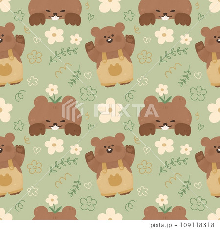 Seamless pattern with cute cartoon animal marmot and flower doodle Watercolor for Happy Groundhog Day2 February printable postcard print greetings card banner poster Seamless pattern with cute cartoon animal marmot and flower doodle Watercolor for Happy Groundhog Day2 February printable postcard print greetings card banner poster 109118318