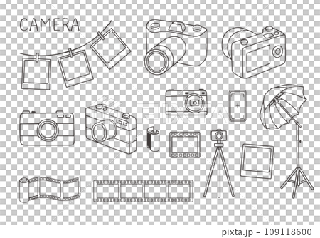 相機與底片手繪風格插圖集(單色) 相機與底片手繪風格插圖集(單色) 109118600