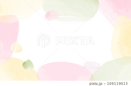 水彩風な可愛いパステルカラーのフレームイラスト(文字なし) 水彩風な可愛いパステルカラーのフレームイラスト(文字なし) 109119013