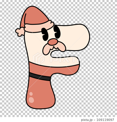 Letter F cute 60s 70s groovy retro vintage smiley santa cartoon font winter alphabet merry christmas xmas festive clipart 109119097