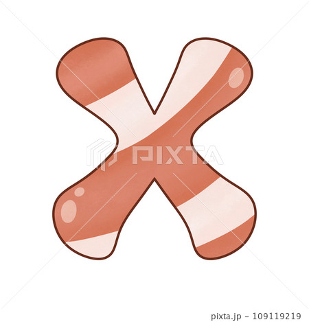 Letter X Christmas candy cane alphabet sweet vintage retro groovy .Font for event, promo, logo, banner, monogram and poster. Typeset design. 109119219