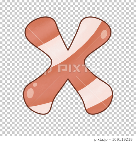 Letter X Christmas candy cane alphabet sweet vintage retro groovy .Font for event, promo, logo, banner, monogram and poster. Typeset design. 109119219