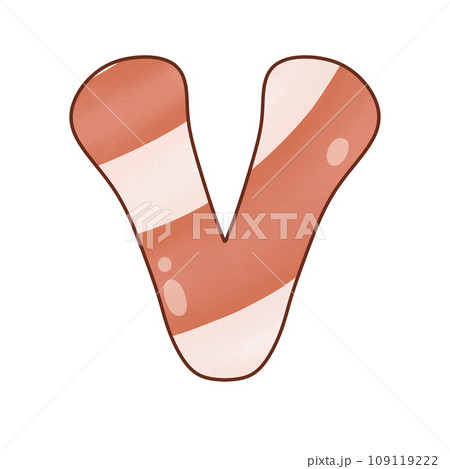 Letter V Christmas candy cane alphabet sweet vintage retro groovy .Font for event, promo, logo, banner, monogram and poster. Typeset design. Letter V Christmas candy cane alphabet sweet vintage retro groovy .Font for event, promo, logo, banner, monogram and poster. Typeset design. 109119222