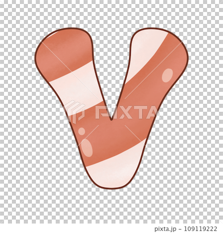 Letter V Christmas candy cane alphabet sweet vintage retro groovy .Font for event, promo, logo, banner, monogram and poster. Typeset design. Letter V Christmas candy cane alphabet sweet vintage retro groovy .Font for event, promo, logo, banner, monogram and poster. Typeset design. 109119222