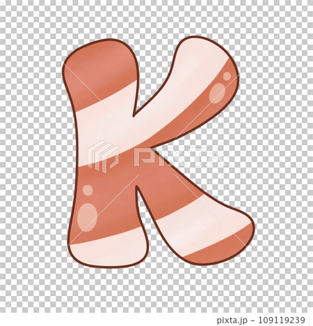 Letter K Christmas candy cane alphabet sweet - Stock 