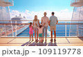 Happy family walking on deck of ship. Luxury cruise vacation 109119778