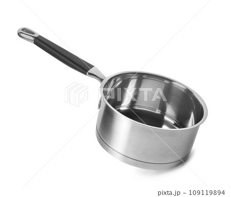 Empty modern steel saucepan isolated on white Empty modern steel saucepan isolated on white 109119894