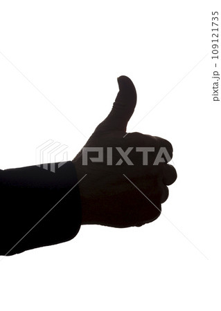 Hand old man with raised finger, like - silhouette concept abstraction Hand old man with raised finger, like - silhouette concept abstraction 109121735