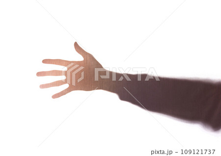 The hand young man with fingers apart, five - silhouette, concept The hand young man with fingers apart, five - silhouette, concept 109121737