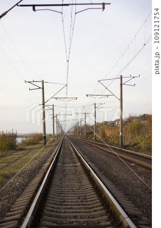 Railway rails metal reliable transport - travel, industry, perspective 109121754
