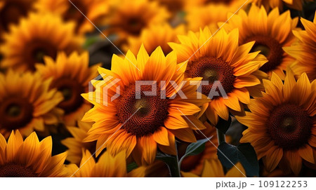 A lot of sunflowers as background or texture, nature concept 109122253