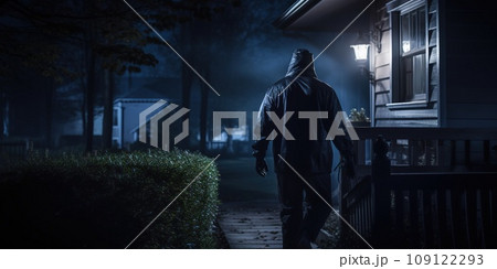 Burglar or thief robbing the house at night, a burglary concept 109122293