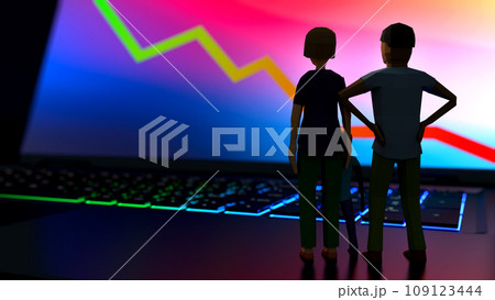 Family faces financial loss - 3d illustration 109123444