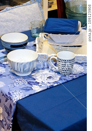Blue tableware Blue tableware 109123908
