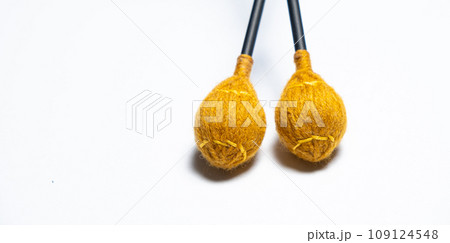 Handmade xylophone sticks on white background Handmade xylophone sticks on white background 109124548