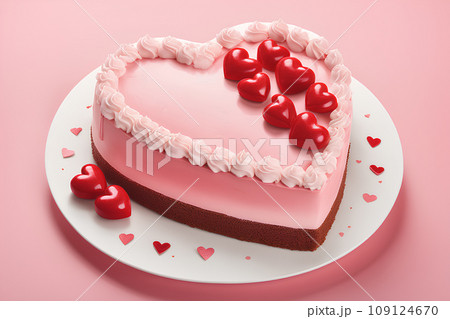 Heart-shaped mousse cake for Valentine's Day. Heart-shaped mousse cake for Valentine's Day. 109124670