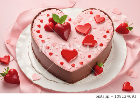 Heart-shaped mousse cake for Valentine's Day. 109124693