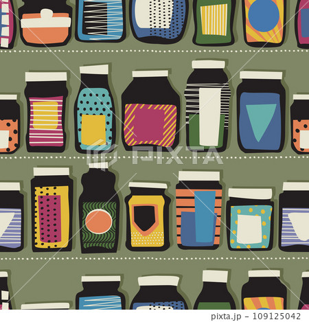 Seamless jars vector pattern 109125042