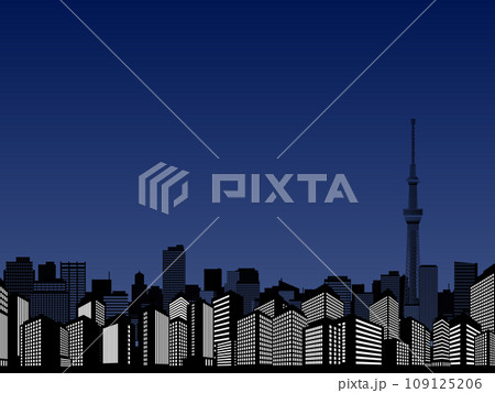 背景に、スカイツリーの見える街並み 背景に、スカイツリーの見える街並み 109125206