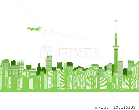背景に、スカイツリーの見える街並み 109125335