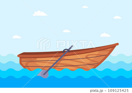 wooden boat at sea. 109125425