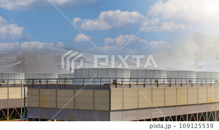 Geothermal power plant on the Mutnovsky volcano on Kamchatka peninsula 109125539