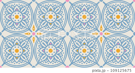 Vintage seamless abstract floral pattern in European style. Azulejo pattern. Vintage seamless abstract floral pattern in European style. Azulejo pattern. 109125675