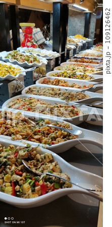 A huge assortment of salads in one of the hotel restaurants in Turkey 109126462