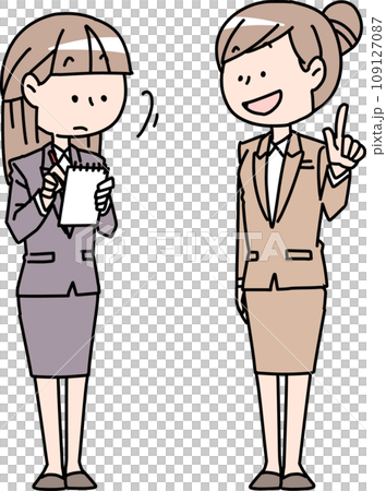 一位女員工正在接受資深同事的指導 一位女員工正在接受資深同事的指導 109127087