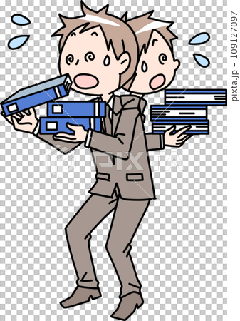 てんてこ舞いな男性社員 てんてこ舞いな男性社員 109127097