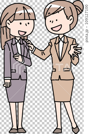 先輩に励まされる女性社員 109127100