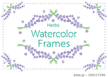 アロマに使われるハーブ・植物のイラスト・フレーム。水彩風ベクター素材 アロマに使われるハーブ・植物のイラスト・フレーム。水彩風ベクター素材 109127290