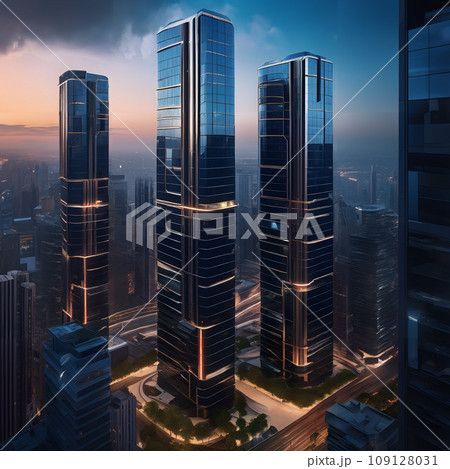 A group of tall skyscrapers in a city. A group of tall skyscrapers in a city. 109128031