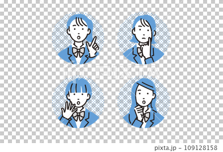 People High school girl icon set with questionable expressions 109128158