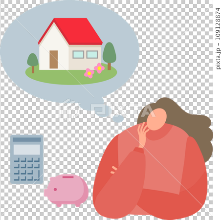 Upper body of a woman thinking about housing 109128874