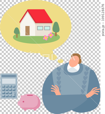 Upper body of a man thinking about housing 109128876