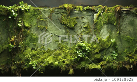 緑の苔壁の背景テクスチャ 緑の苔壁の背景テクスチャ 109128928