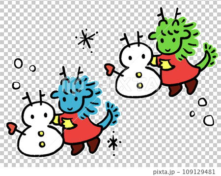 可愛的雪人和龍圖 109129481