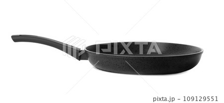 Empty modern frying pan isolated on white Empty modern frying pan isolated on white 109129551