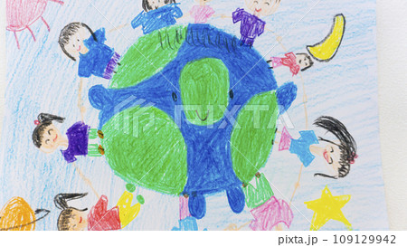 子供が描いた地球と平和の絵 子供が描いた地球と平和の絵 109129942