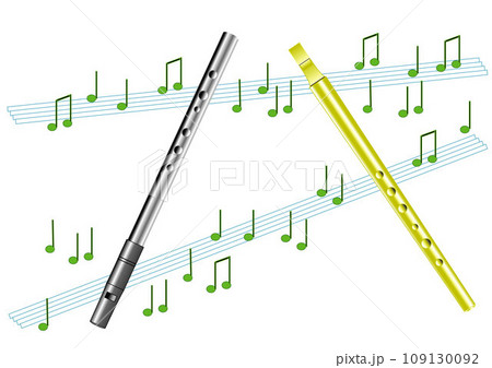 ティンホイッスルが2本のイラスト 109130092