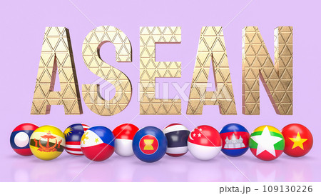 The ASEAN or Association of Southeast Asian Nations for Business concept 3d rendering. 109130226