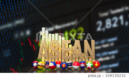 The ASEAN or Association of Southeast Asian Nations for Business concept 3d rendering. 109130232